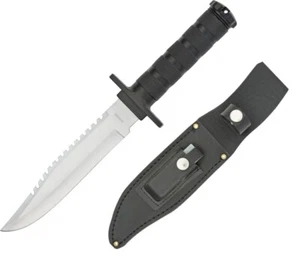 Medieval Survival Kit Knife 6.75" Stainless Sawback Blade Black Aluminum Handle - Picture 1 of 3