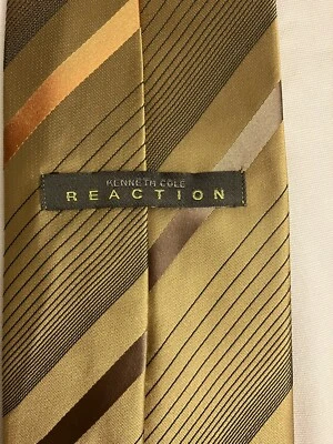 Corbata Kenneth Cole Reaction a rayas dorada/marrón/bronceada Foto 1 de 4