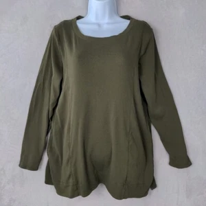 Camiseta Chico's Ultimate para mujer 2 (grande EE. UU.) verde oliva jersey bolsillos tejidos - Imagen 1 de 11