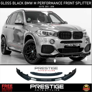 FOR BMW X5 F15 M SPORT GLOSS BLACK FRONT LIP SPOILER SPLITTER EXTENSION 2013-19 - Picture 1 of 12