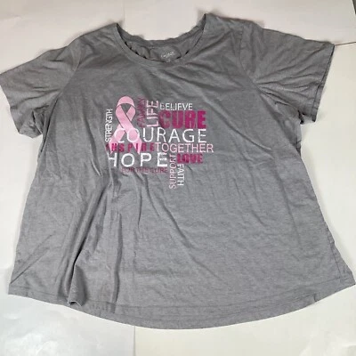 Camiseta City Streets Mujer Cura Cáncer de Mama Top Talla 2X Elastizada Cómoda Gris Foto 1 de 4
