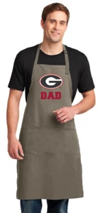 University of Georgia Dad Apron LARGE GEORGIA Father APRON w/ Adj NECK & POCKETS - Picture 1 of 2