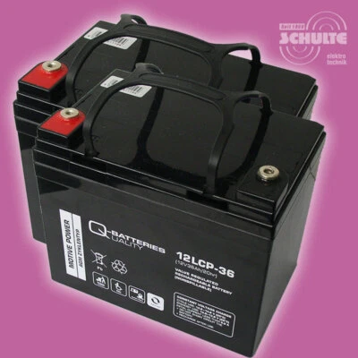 Q-BATTERIES Akku-Satz 2 x 12V 36Ah AGM Elektromobil Elektroscooter Gerio Mobil 888NR 888 NR