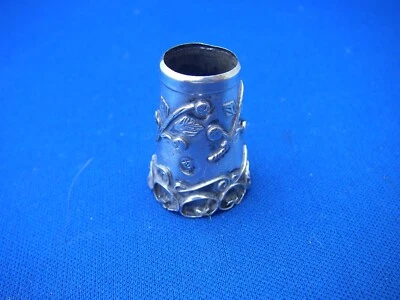 Vintage MEXICO Sterling THIMBLE BODY-NO TOP-Applied Flowers & Filigree-Iguala - Image 1 of 4