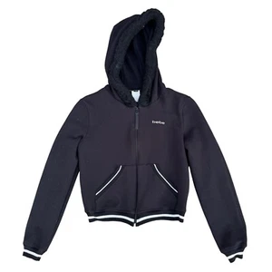 Y2k Bebe Brand Faux Fur Trim Full Zip Up Zipper Hoodie Sz M - Picture 1 of 4