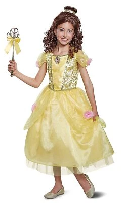 Belle Disney Princess Beauty Beast Fancy Dress Halloween Deluxe Child Costume - Image 1 of 2