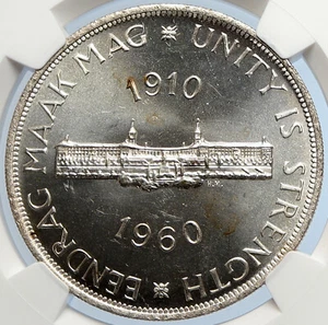 1960 SOUTH AFRICA UK Elizabeth II Proof-Like Silver 5 Shilling Coin NGC i105809 - Picture 1 of 5