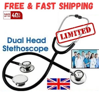 MEDICAL STETHOSCOPE EMT DUAL HEAD FOR DOCTOR NURSE STUDENT ADULT HEALTH CARE PRO - Image 1 of 4
