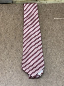 NUOVA cravatta vintage "PRIMAVERA" Shanghai Cina cravatta 100% seta grigio rosso nero strisce FS - Foto 1 di 14