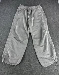 Zara Track Pants Mens XL Grey Metallic 90s Baggy Parachute Shiny Nylon Utility - Picture 1 of 8