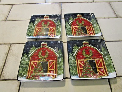 Lote de cuatro platos de canapé International Susan Winget HEARTLAND HOLIDAY certificados Foto 1 de 4