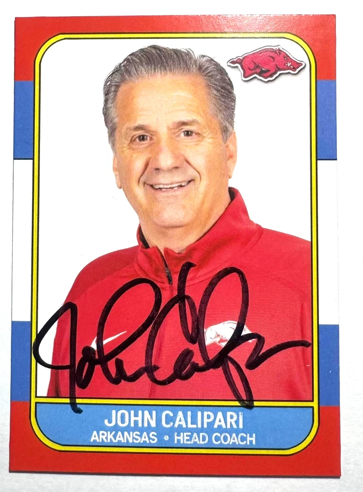 JOHN CALIPARI Autographed novelty card ARKANSAS  Head Coach HOF Kentucky - Image 1 of 1