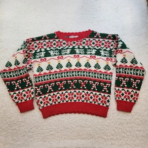 Vintage Bonnie Noble Ugly Christmas Sweater Jumper S USA Fair Isle Scalloped - Picture 1 of 9