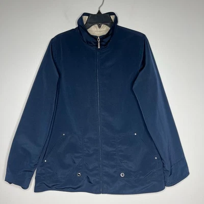 Chaqueta de trinchera reversible para mujer Big Chill azul marino crema talla 8 abrigo de primavera cremallera completa Foto 1 de 4