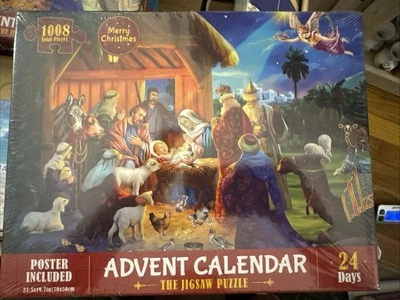 Christmas Advent Calendar Puzzle 1008 Piece Merry Christmas  Poster Included NEW - Image 1 of 4
