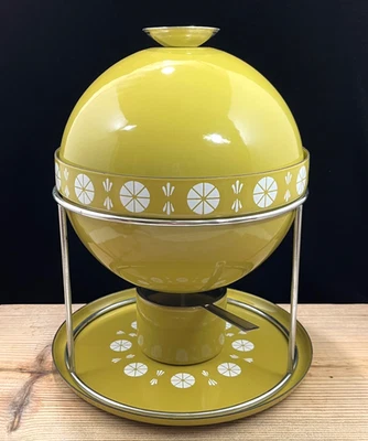 MCM Cathrine Holm Green Butterscotch Orb Enamel Fondue Pot 6 PC Norway - Image 1 of 4