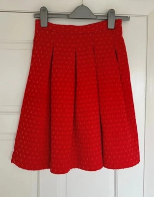 H&M Ladies Red Zip Up Knee Length Skirt with pockets Size 8 - Image 1 of 4
