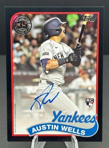 2024 Topps Austin Wells On Card Auto Black /199 - 1989 35th Anniversary #89AU-AW - Picture 1 of 2
