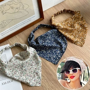 Head Kerchief Hair Scarf Hair Band Floral Bandanas Elastic Headbands Triangle - Picture 1 of 12