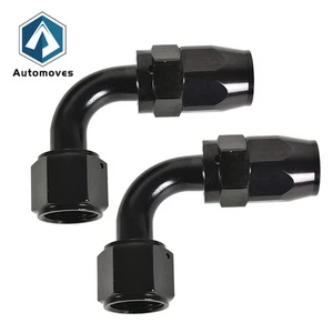 90 Degree Swivel Oil Fuel Air Gas Line Hose End Fitting Elbow Set Of 2 8AN 10AN - Picture 1 of 7