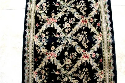 12X3 BEAUTIFUL FINE HAND KNOTTED VEGETABLE DYE FLORAL TABRIZZ TURKISH RUG RUNNER - Image 1 of 4