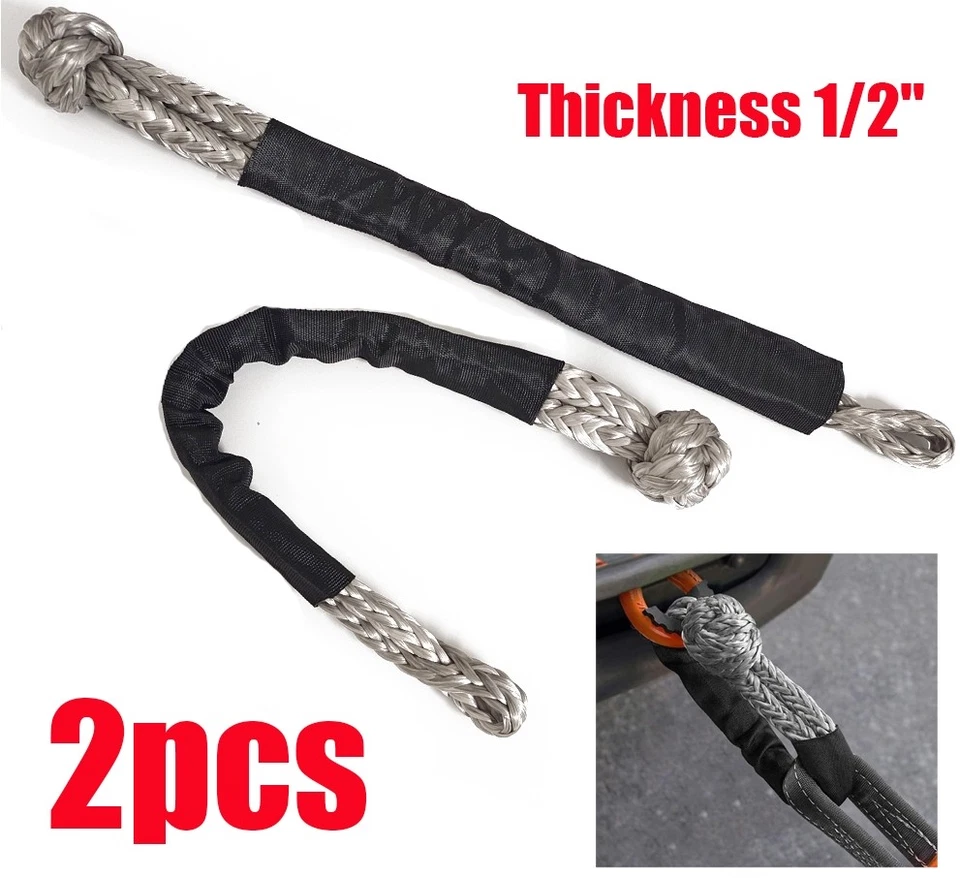 2x Grillete Suave Sintético 56.000 Lbs Resistencia a la Rotura 1/2” x 22” Gris Universal Foto 1 de 4