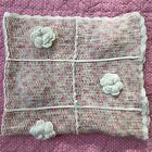 Handmade Knit Blanket Afghan Throw Granny Square 3D Rose Cottage Core Nursery
