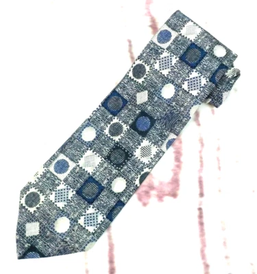 Corbata Alexander Cross LTD azul, blanca, gris - 100 % seda - 58" de largo Foto 1 de 4