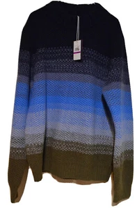 PERRY ELLIS ~USA CLASSIC WOVEN CHUNKY BLUE NIGHTS CREW NECK JUMPER XXL - Picture 1 of 4