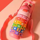 Kids & toddler Stainless steel water bottle- Twist & Spin Numbers & Symbols-PINK