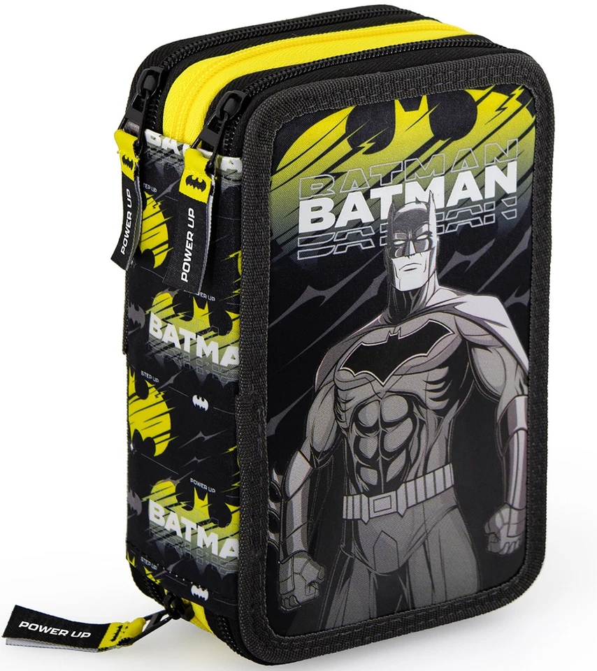 Batman Astuccio 3 scomparti riempito 45 pezzi, Scuola, 3 Zip, QM-43767 - Immagine 1 di 4