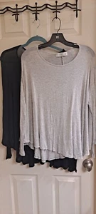 Stella Blouse, Women’s Size S/M & M/L Oversized Shirts, 2 Black & Gray - Picture 1 of 8