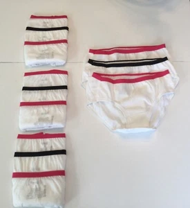  Girl's Hanes Cotton Bikini Panties Size 8 White w/ Multi 12 Bikinis lot NEW - Picture 1 of 5