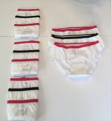  Girl's Hanes Cotton Bikini Panties Size 8 White w/ Multi 12 Bikinis lot NEW - Image 1 of 4