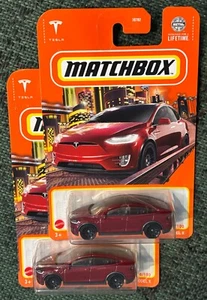 MATCHBOX TESLA MODEL X Lot of 2 Red - Picture 1 of 2