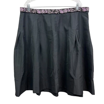 Lane Bryant Women Silk Blend Skirt A Line Velvet Embroidered Waist Trim Black 18 - Image 1 of 4