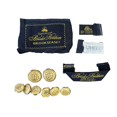 Brooks Brothers Buttons BB Brooksease Vintage Gold Tone Monogram Replacement Tag - Image 1 of 4
