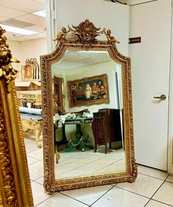 French Baroque Style Vintage Gold Floor Mirror - Picture 1 of 8
