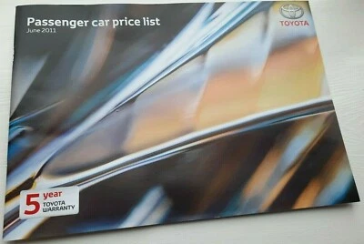2011 TOYOTA iQ, AURIS RAV4 LAND CRUISER PRIUS car sales brochure. UK price list - Image 1 of 2