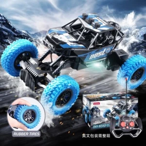 Remote Control Car Colorful Flashing Lights Rubber Wheels Off-Road Toy Car Kids - Picture 1 of 37