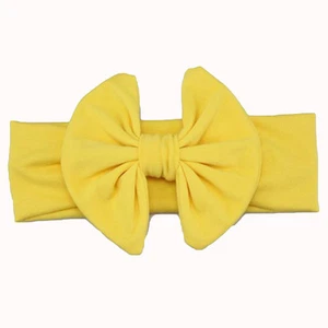 Baby Kid Girls Solid Cotton Big Bow Flower Elastic Turban Headband Hair Band - Picture 1 of 20