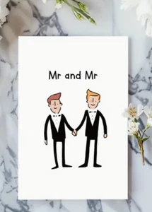 Mr. Mr. Love greeting card, Same gender wedding card, Congratulations, Men Cards - Picture 1 of 4