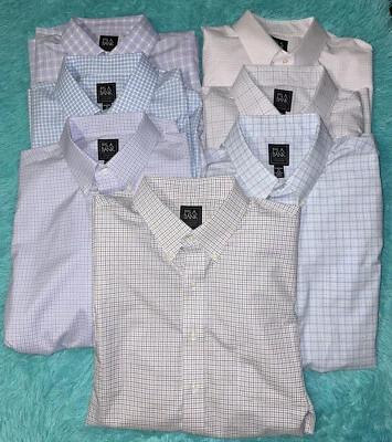 JoS. A. Banks Travelers Shirt Collection Men's Large Plaid Lot Of 7 Button Downs - Image 1 of 4