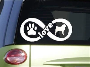 Pug Infinity sticker *H418* 4 x 8.5 inch vinyl dog decal - Imagen 1 de 1