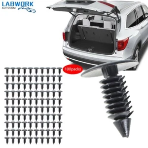 Black Plastic Rivets Fasteners 8mm 100 Pcs Dia Hole for Car Auto Bumper Fender - Picture 1 of 8