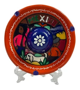 MÉXICO Sombrero Mexicano Cenicero Cerámica Arcilla Vintage Pintado a Mano 12 cm Diámetro - Imagen 1 de 8