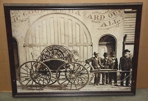 LARGE FIRE DEPT. HOSE CART PICTURE 38 X 29 - Picture 1 of 2