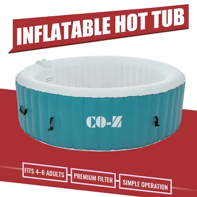 7 ft 6 Person Inflatable Hot Tub Indoor Outdoor Spa Tub w Air Pump Bubble Jets - Image 1 of 4