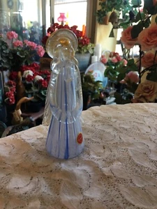 Murano Latticino Glass Angel Figurine Hand Blown White BlueWith Gold Flakes - Picture 1 of 9