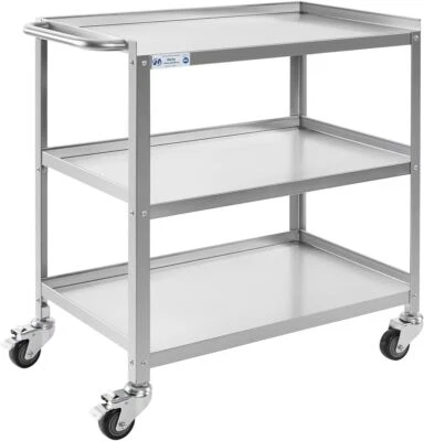 Hally Stainless Steel Utility Cart 3 Tier NSF Commercial Heavy Duty Metal Mobile Foto 1 de 4